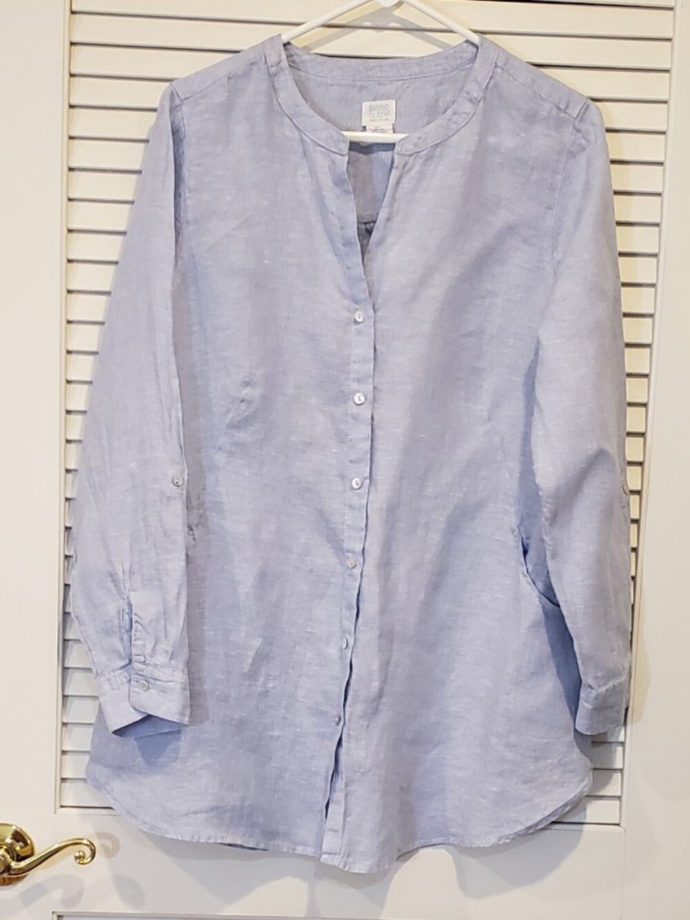 Sigrid Olsen Vintage Women's 100% Linen Costal Blue Long sleeve Tunic Size Large